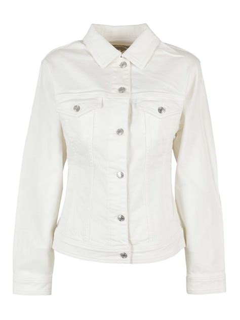 michael kors pink denim jacket|Michael Kors white jean jacket.